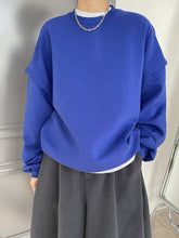 Round Neck Solid Color Loose Long Sleeve Sweatshirt