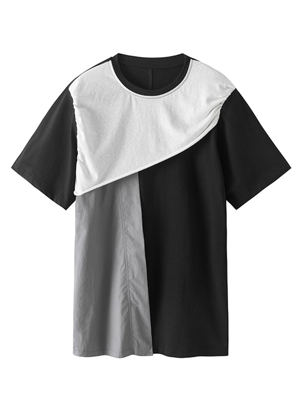 Colorblock Loose Casual Short Sleeve T-Shirt