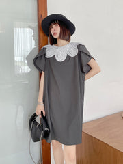 Summer Loose Split-Joint Solid Midi Dress