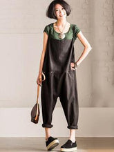 2 Colors Vintage Loose Linen Jumpsuits