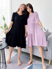 Comfortable Irregularity  Solid Pajama Dress