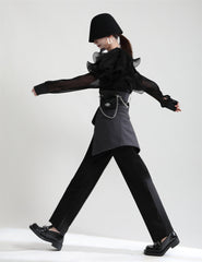 Simple Irregular Color-Block Wide-Leg Pants