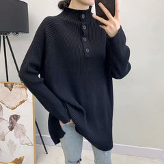 Women High Neck Loose Thick Simple Dress