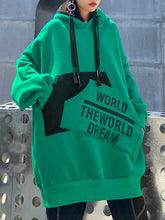 Women Plus Fleece Hooded Casual Sweatshirt