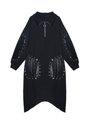 Split-Joint Stand Collar Long Dress