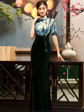 Floral Velvet Improved Long Cheongsams