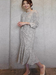 Cropped Floral Loose Plus Size Midi Dresses