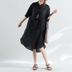 Women Loose Big Pocket Short Sleeve Dress