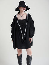 Solid Color Lace Stitching Casual Dress