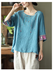 Retro Loose Embroidered T-Shirt