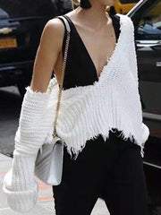 Fashion V-neck Backless Knitting Sweater Tops