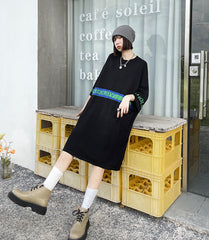 Loose Jacquard Letters Casual Knit Midi Dress