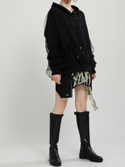 Women Stitching Hooded Long Sleeve Sweatshirt