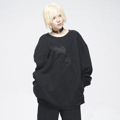 Oversize Embroidered Long-Sleeved Sweatshirt