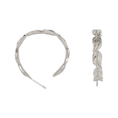 Simple Leaf Shape Design Silver Needle Stud Earrings
