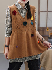 Hollow Lace V-Neck Vintage Embroidery Vest Top