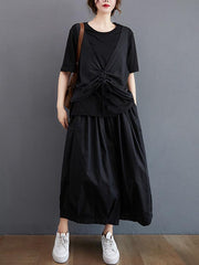 False Two Striped Split-Joint Drawstring T-Shirts