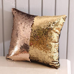 Sequined Color Contrast Square Pillow Case