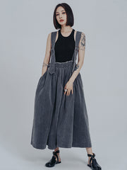 Stylish Roomy Pleated Split-Joint Gray Skirt