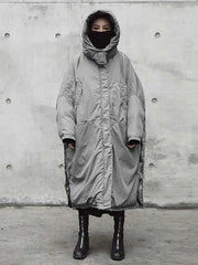 Super Loose Quilted Split-side With-hat Outwear Outerwear Long Coat