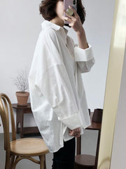 Loose Casual Solid Color High-Low Shirt