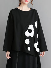 Splicing Large Petals Printed Long-Sleeved Loose Sweatshirt