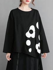 Splicing Large Petals Printed Long-Sleeved Loose Sweatshirt