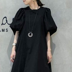 Loose Solid Color Round Neck Maxi Dress