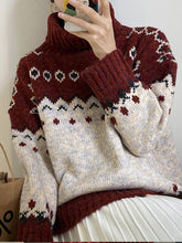 Women Loose Retro High Neck Thick Sweater