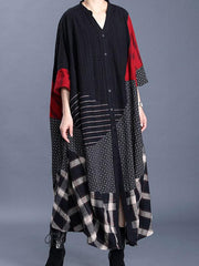 Loose Contrast Color Cropped Splicing V-Neck Outwear