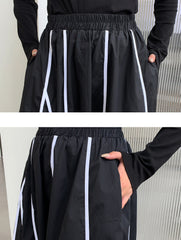 Striped Irregular Casual High Waist Skirt