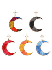 Split-color Crescent Knitting Earrings