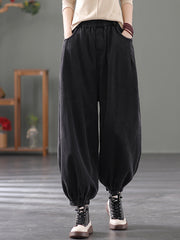 Solid Color Denim Loose Pants