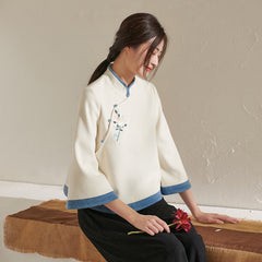 Retro Oriental Charm  Embroidery Clasp Top