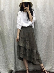 Original Solid Irregularity Falbala Skirt
