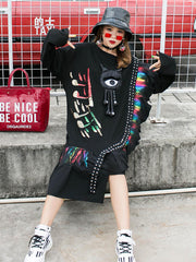 Women Stitching Printed Loose Casual Dress