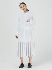 Vintage Loose Striped Splicing Shirt Dress