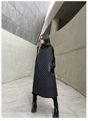 Women Round Neck Thick Solid Color Sleeveless Dress