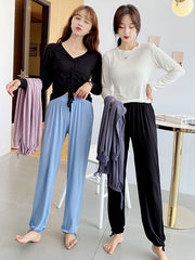 Comfortable Drawstring Elasticity Solid Pants