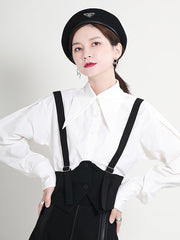False Two Tight Waist Lapel Shirt Top