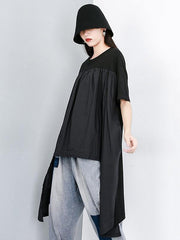 Solid Asymmetric Round-neck T-Shirt