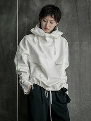 Loose Solid Drawstring Space Style Hoodie Sweatshirt