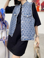 Casual Round Neck Loose T-Shirt Vest Two Piece