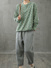 Retro Floral Loose Sweatshirt