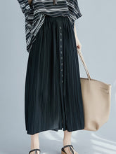 Mid-Length Buttons And Slits Pleated Skirt