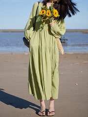 Women Solid Color High Waist Slim Dress