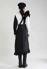 Solid Color Irregular Ruffle Trim Skirt