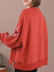 Round Neck Solid Color Loose Sweatshirt