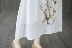 Women Embroidery Retro Loose Slim Dress