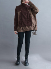 Women Loose Stitching Loose Casual Sweatshirt